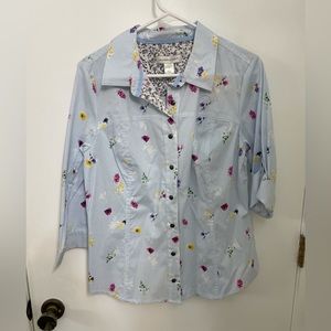 Christopher & Banks Floral and Stripe Button Down
